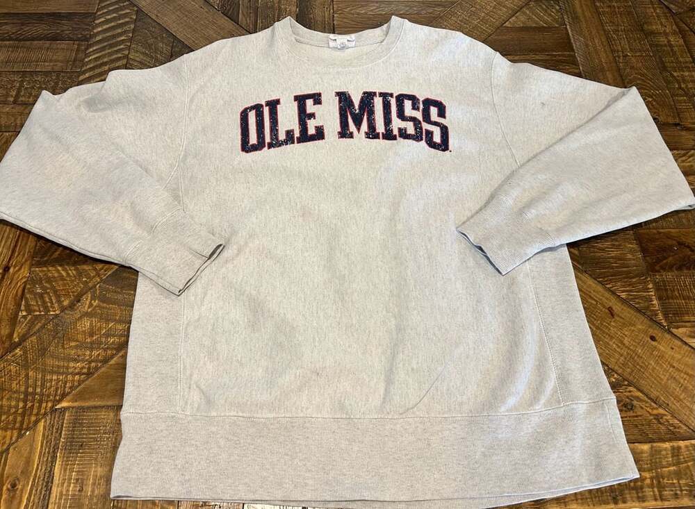 Champion Ole Miss Rebels Reverse Weave Sweatshirt Large Gray